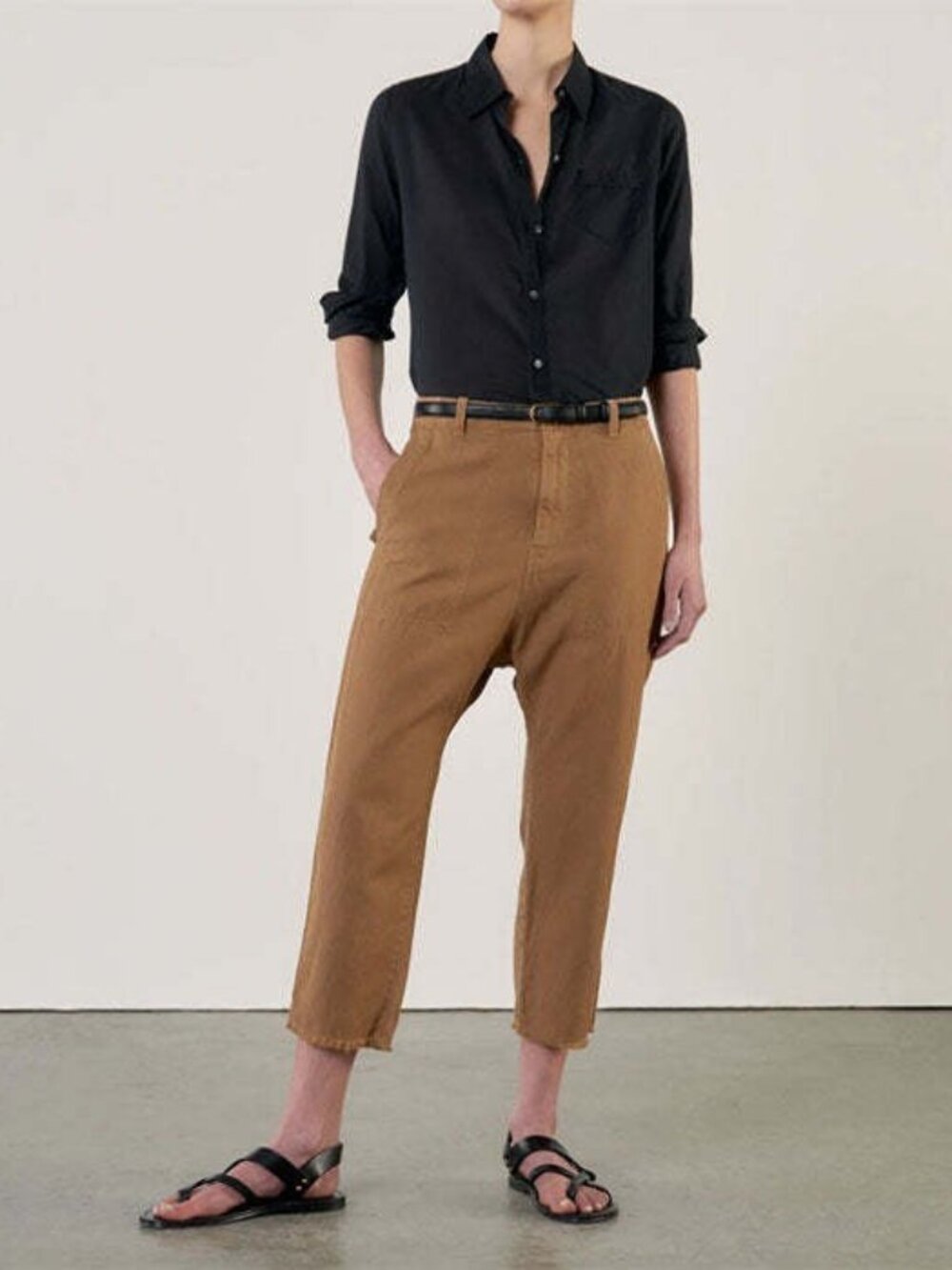 NWOT Nili Lotan Luna Slouchy Cotton Linen Pants in Tawny Tan Sz 8